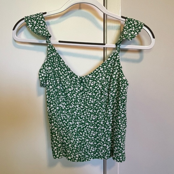 NWOT Banana Republic ECOVERO Cropped Tank (Green Floral) - Size XS - Picture 3 of 5